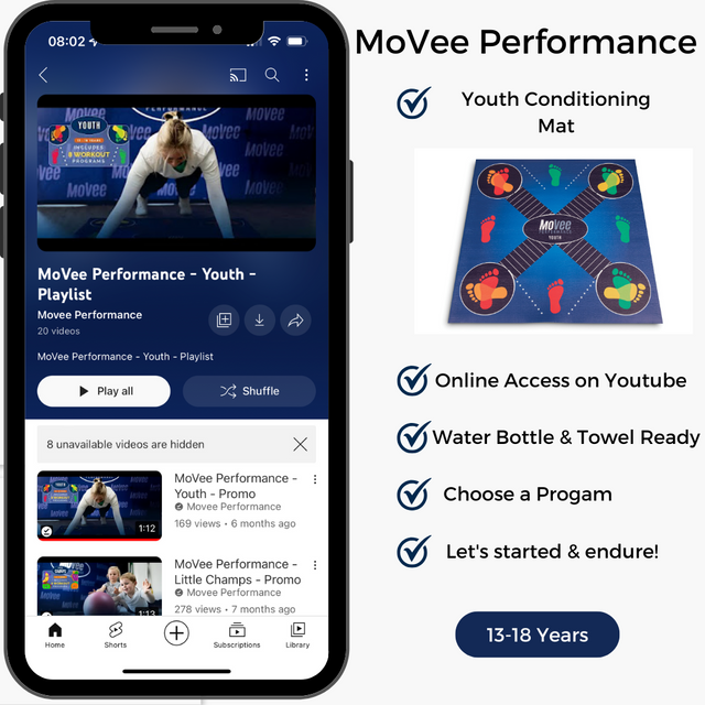 MoVee Performance - Youth Exercise Mat & 8 Online Video Exercise Programs*